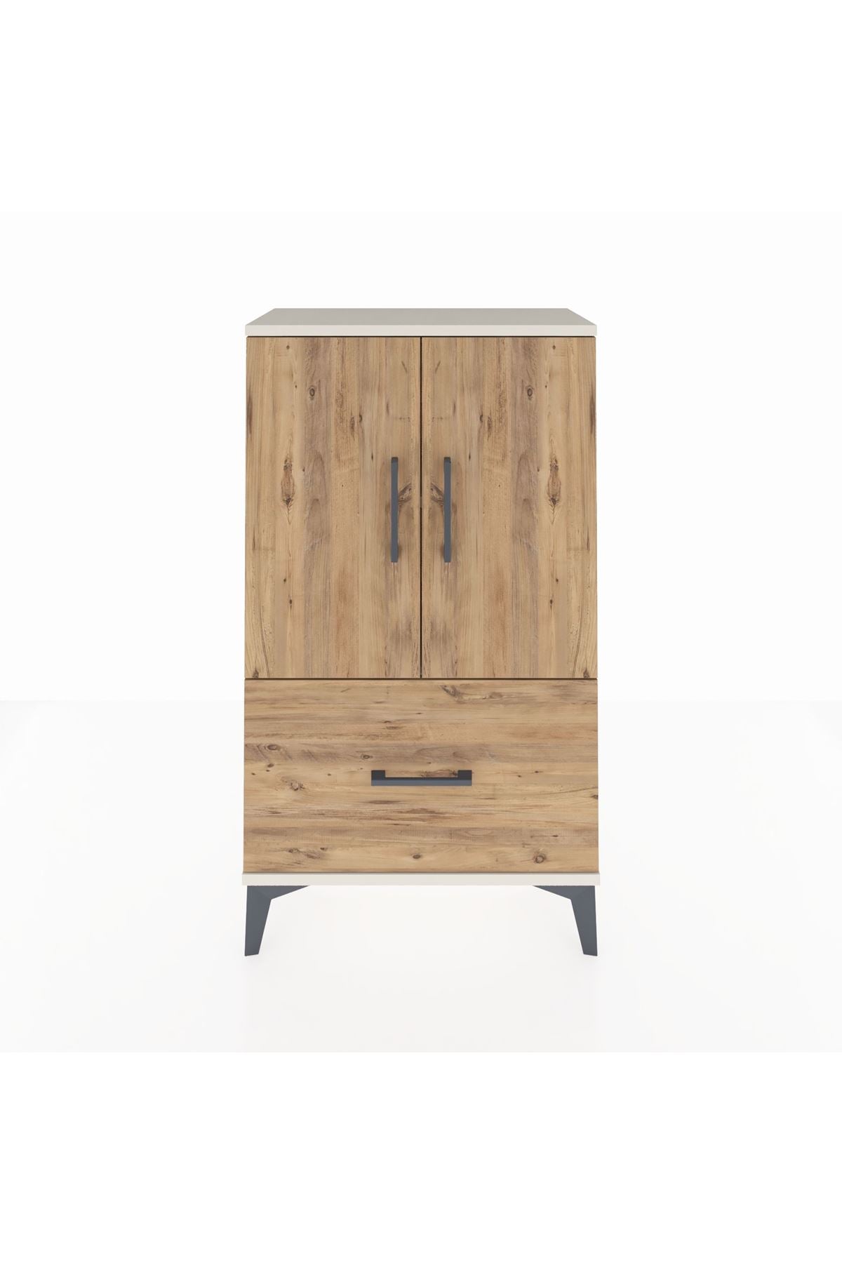 Arges Komodin 2 Raflı Tek Çekmeceli 2 Kapaklı 60x30x106 Aytaşı-Çam