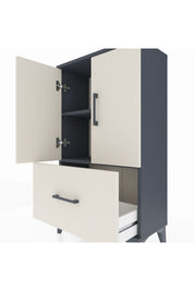 Arges Komodin 2 Raflı Tek Çekmeceli 2 Kapaklı 60x30x106 Antrasit-Aytaşı