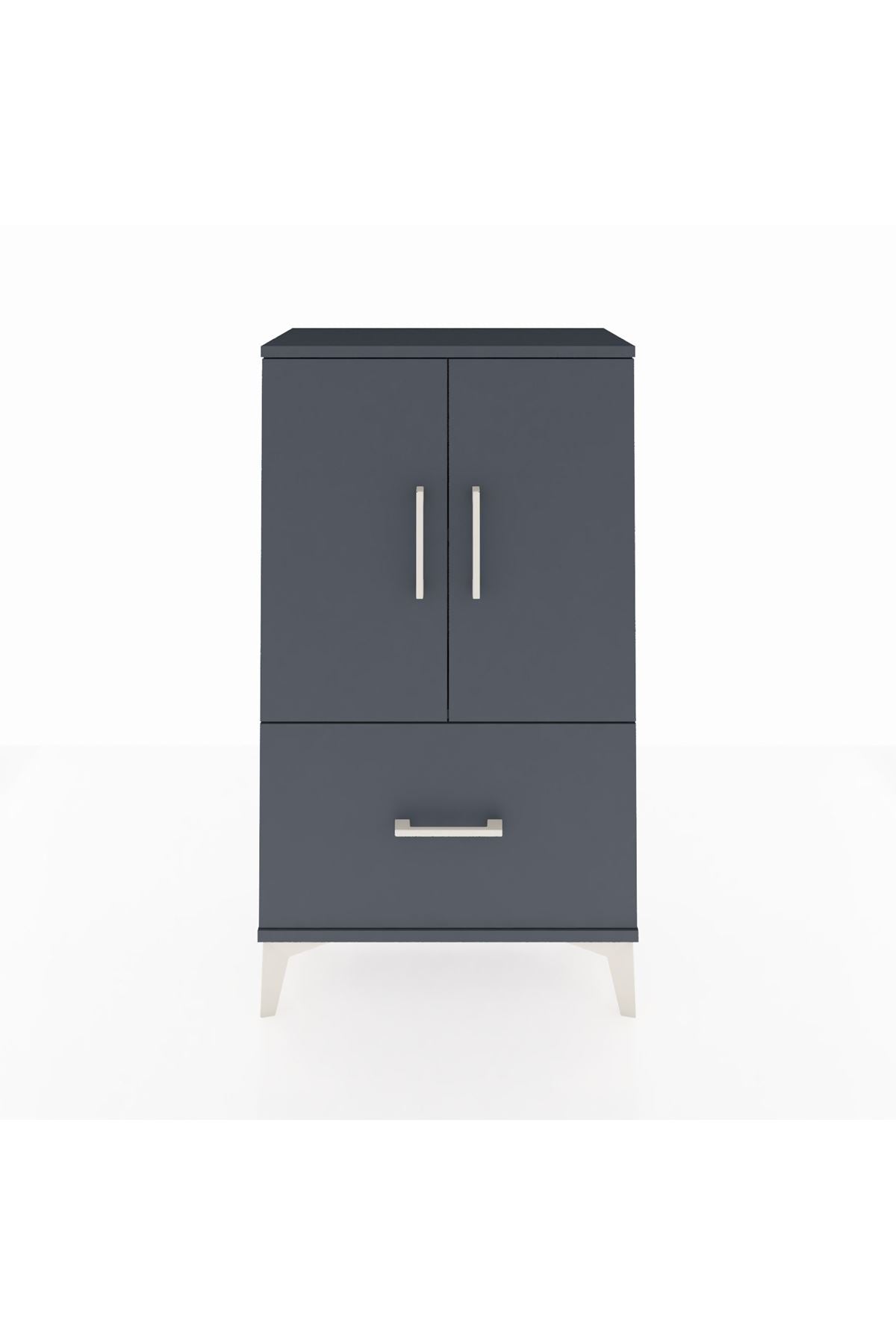 Arges Komodin 2 Raflı Tek Çekmeceli 2 Kapaklı 60x30x106 Antrasit-Antrasit