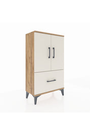 Arges Komodin 2 Raflı Tek Çekmeceli 2 Kapaklı 60x30x106 Çam-Aytaşı