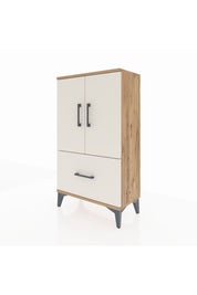 Arges Komodin 2 Raflı Tek Çekmeceli 2 Kapaklı 60x30x106 Çam-Aytaşı