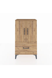Arges Komodin 2 Raflı Tek Çekmeceli 2 Kapaklı 60x30x106 Çam-Çam