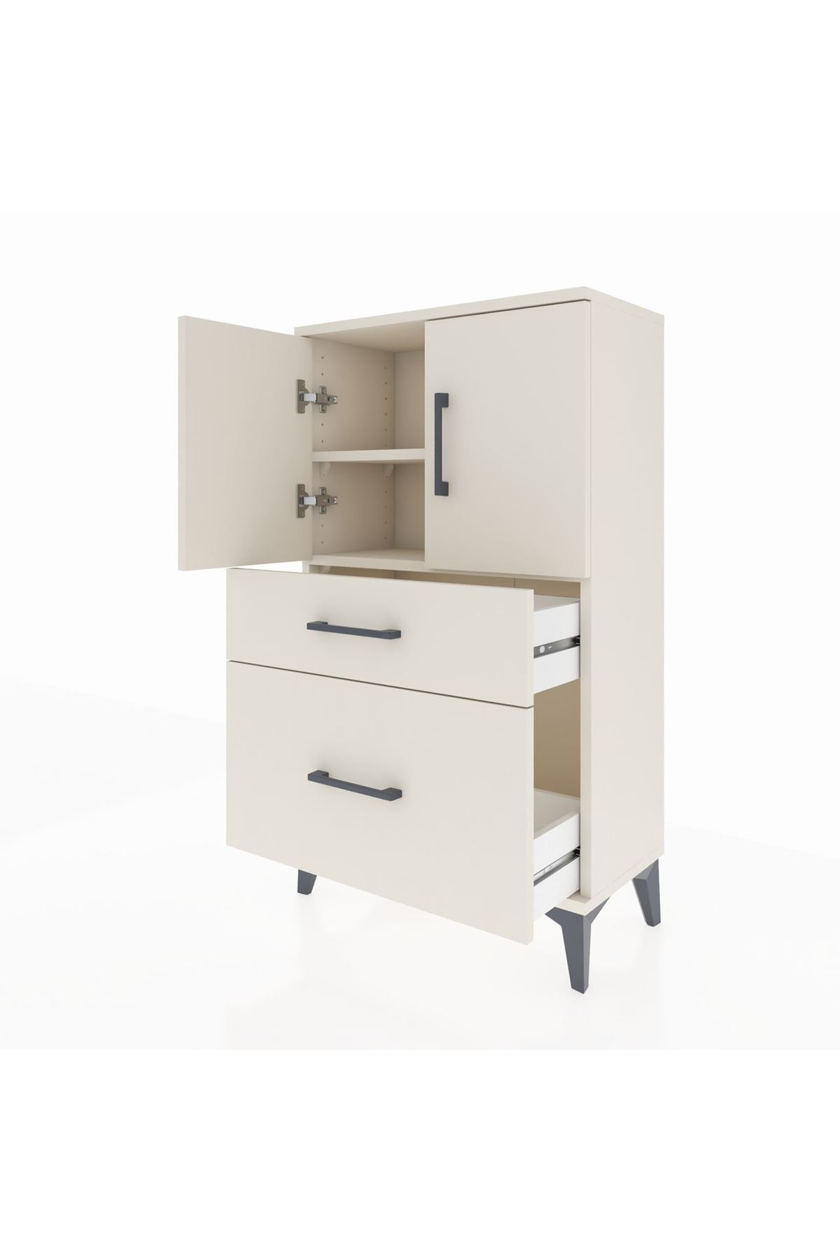 Arges Komodin 2 Raflı 2 Çekmeceli 2 Kapaklı 60x30x106 Aytaşı-Aytaşı