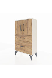 Arges Komodin 2 Raflı 2 Çekmeceli 2 Kapaklı 60x30x106 Aytaşı-Çam