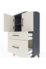 Arges Komodin 2 Raflı 2 Çekmeceli 2 Kapaklı 60x30x106 Antrasit-Aytaşı