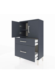 Arges Komodin 2 Raflı 2 Çekmeceli 2 Kapaklı 60x30x106 Antrasit-Antrasit