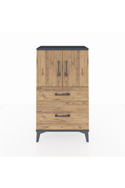 Arges Komodin 2 Raflı 2 Çekmeceli 2 Kapaklı 60x30x106 Antrasit-Çam