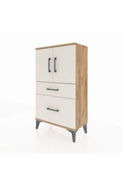 Arges Komodin 2 Raflı 2 Çekmeceli 2 Kapaklı 60x30x106 Çam-Aytaşı