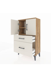 Arges Komodin 2 Raflı 2 Çekmeceli 2 Kapaklı 60x30x106 Çam-Aytaşı