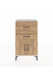 Arges Komodin Tek Raflı 2 Çekmeceli 2 Kapaklı 60x30x106 Aytaşı-Çam