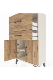 Arges Komodin Tek Raflı 2 Çekmeceli 2 Kapaklı 60x30x106 Aytaşı-Çam