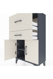 Arges Komodin Tek Raflı 2 Çekmeceli 2 Kapaklı 60x30x106 Antrasit-Aytaşı