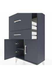 Arges Komodin Tek Raflı 2 Çekmeceli 2 Kapaklı 60x30x106 Antrasit-Antrasit