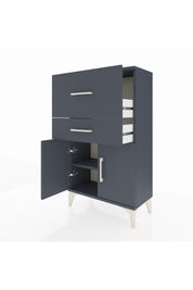 Arges Komodin Tek Raflı 2 Çekmeceli 2 Kapaklı 60x30x106 Antrasit-Antrasit