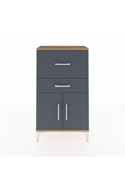 Arges Komodin Tek Raflı 2 Çekmeceli 2 Kapaklı 60x30x106 Çam-Antrasit
