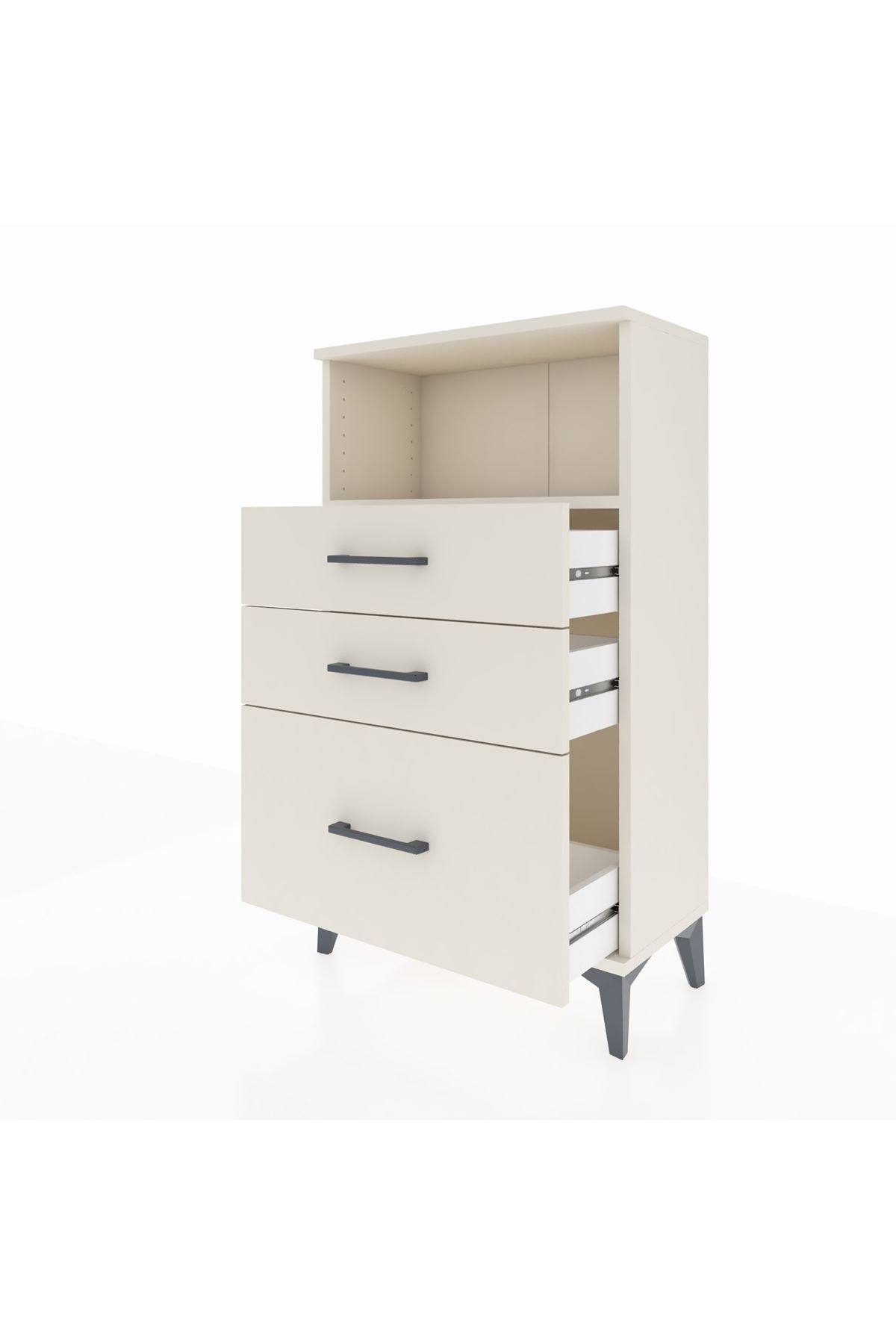 Arges Komodin Tek Raflı 3 Çekmeceli 60x30x106 Aytaşı-Aytaşı