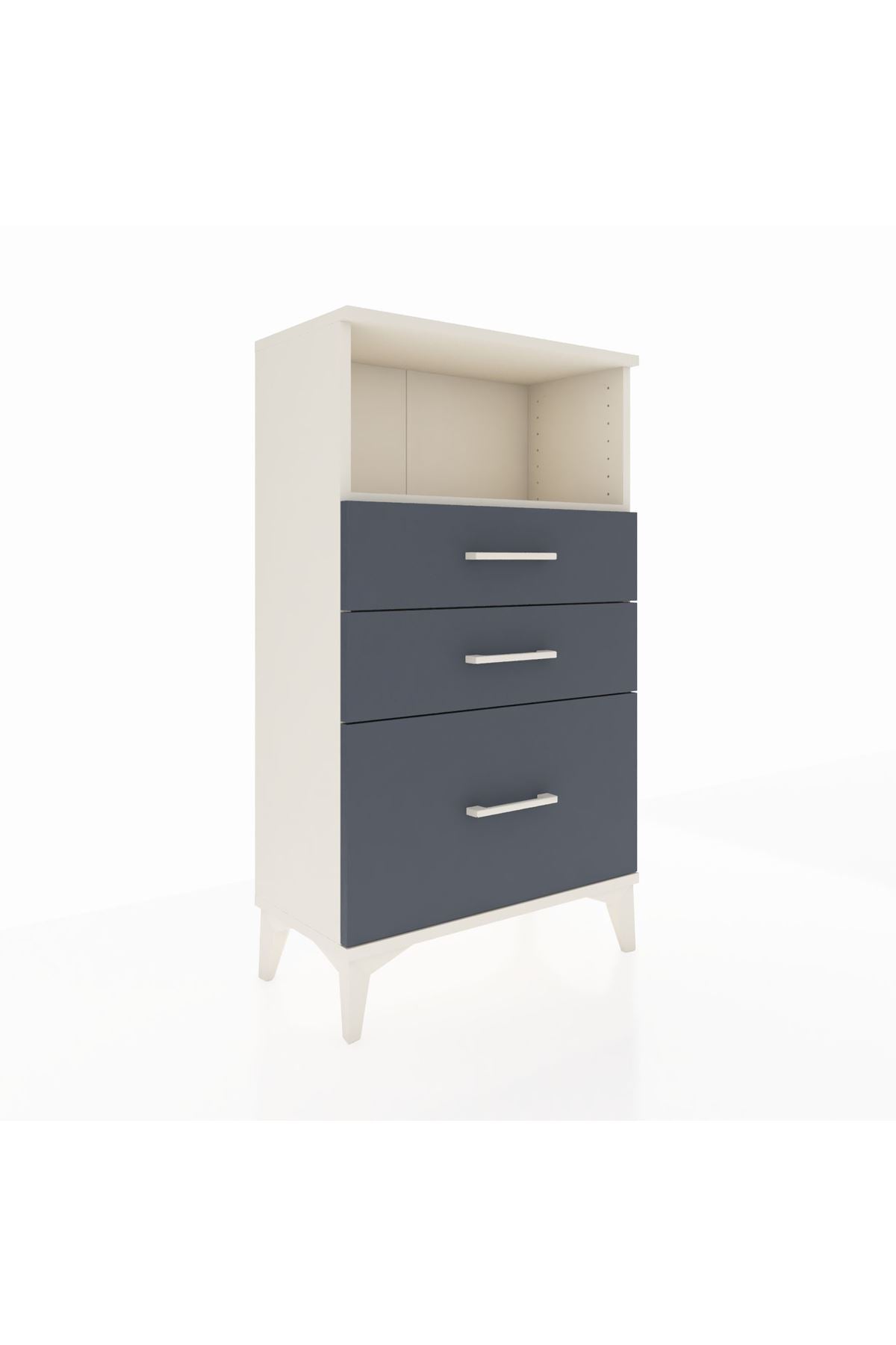 Arges Komodin Tek Raflı 3 Çekmeceli 60x30x106 Aytaşı-Antrasit