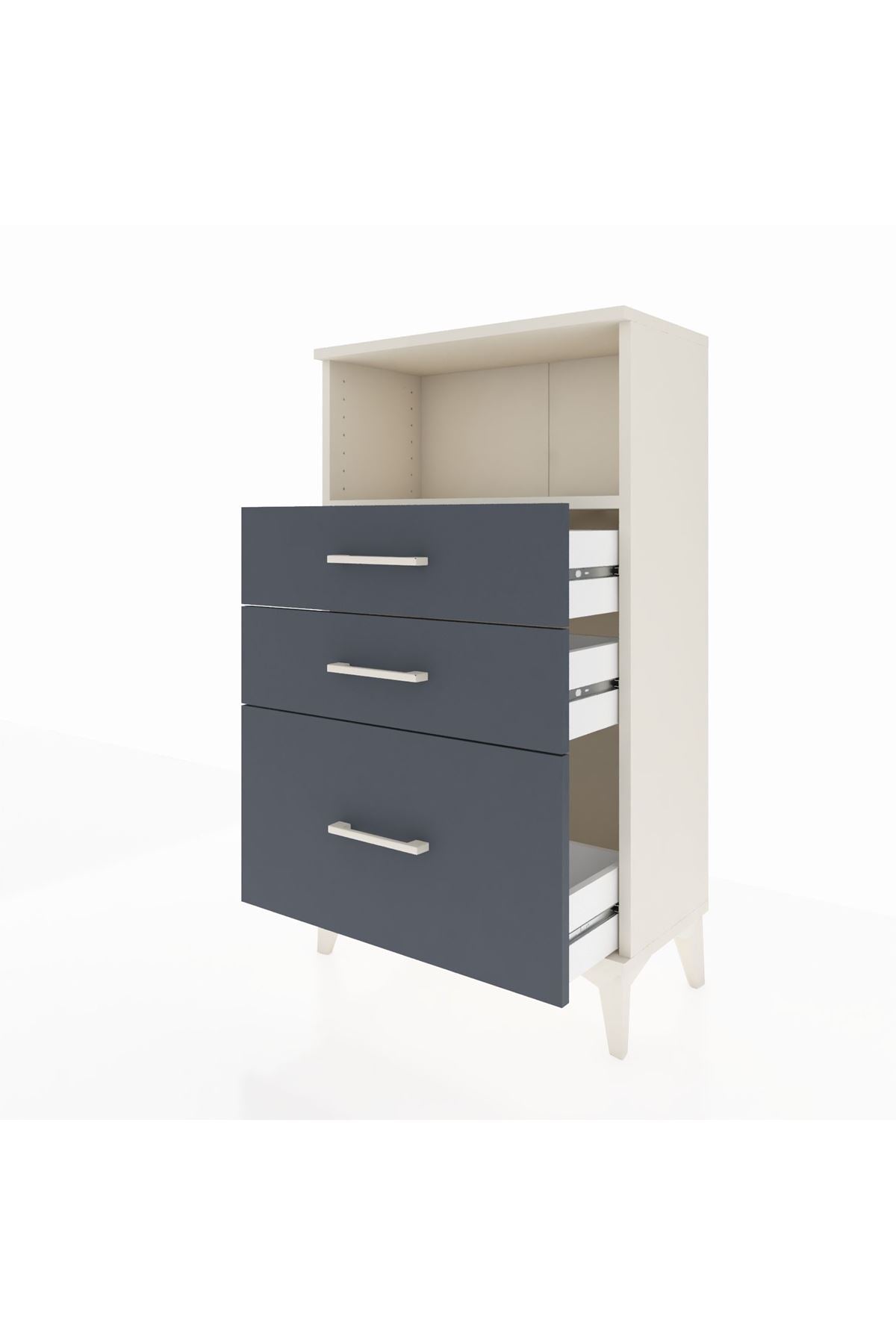 Arges Komodin Tek Raflı 3 Çekmeceli 60x30x106 Aytaşı-Antrasit