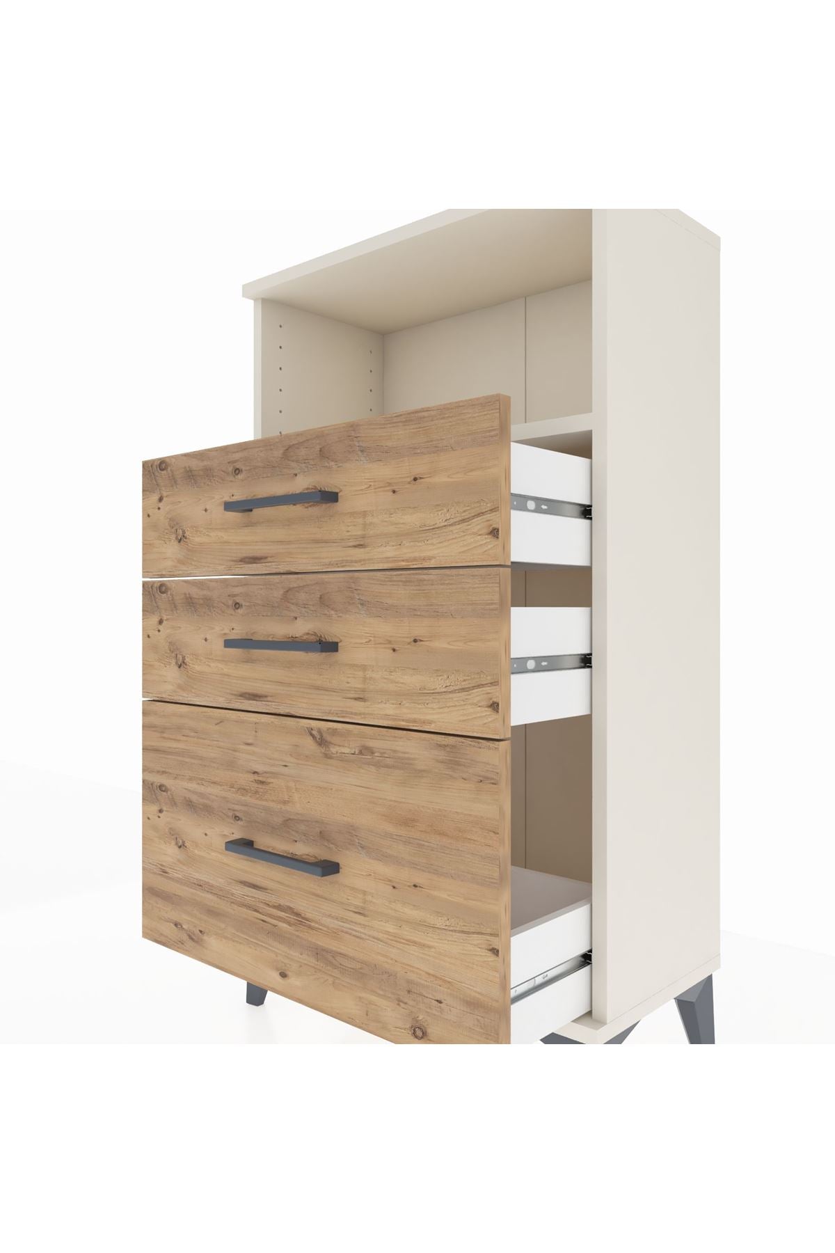 Arges Komodin Tek Raflı 3 Çekmeceli 60x30x106 Aytaşı-Çam