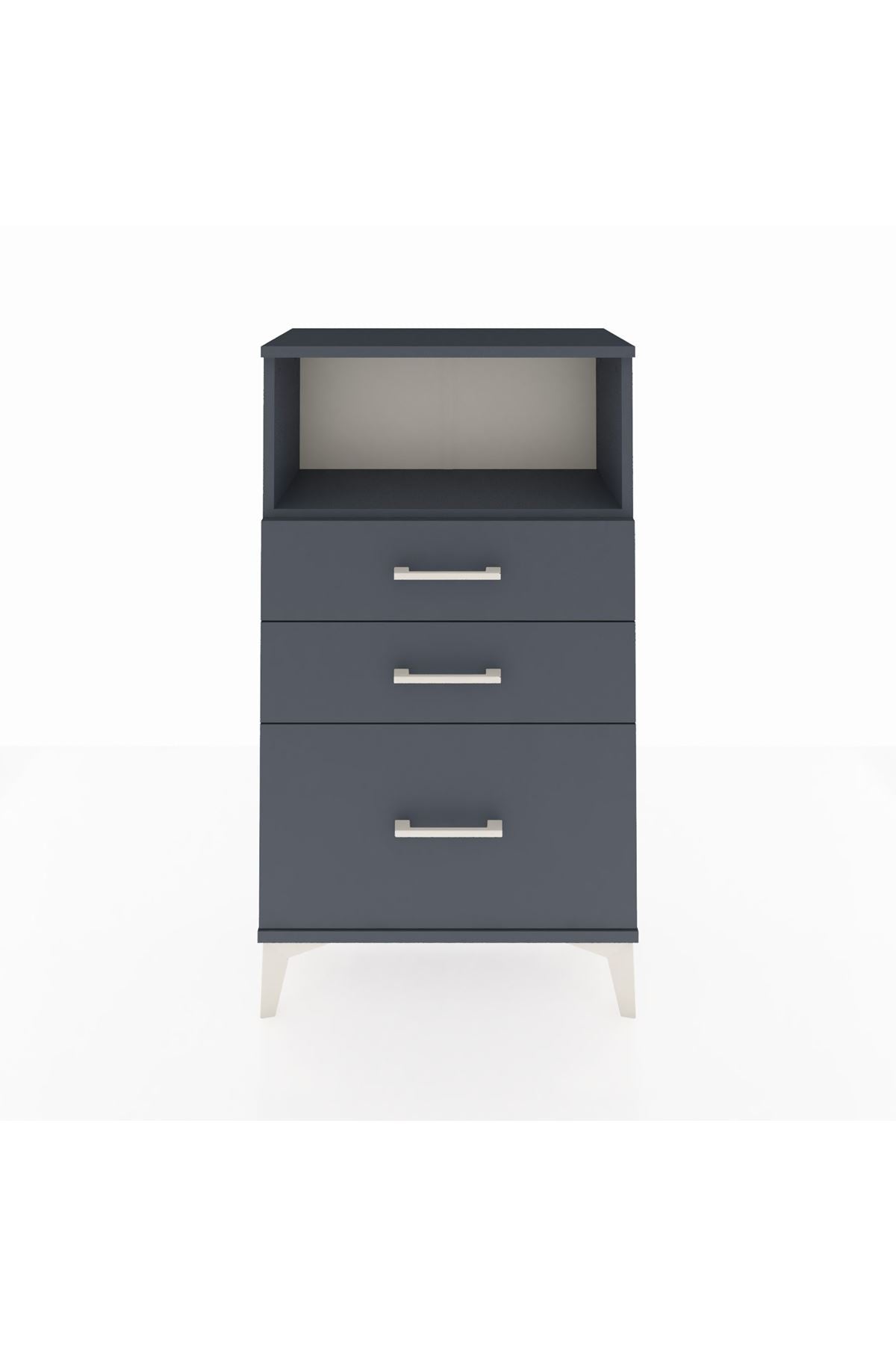 Arges Komodin Tek Raflı 3 Çekmeceli 60x30x106 Antrasit-Antrasit