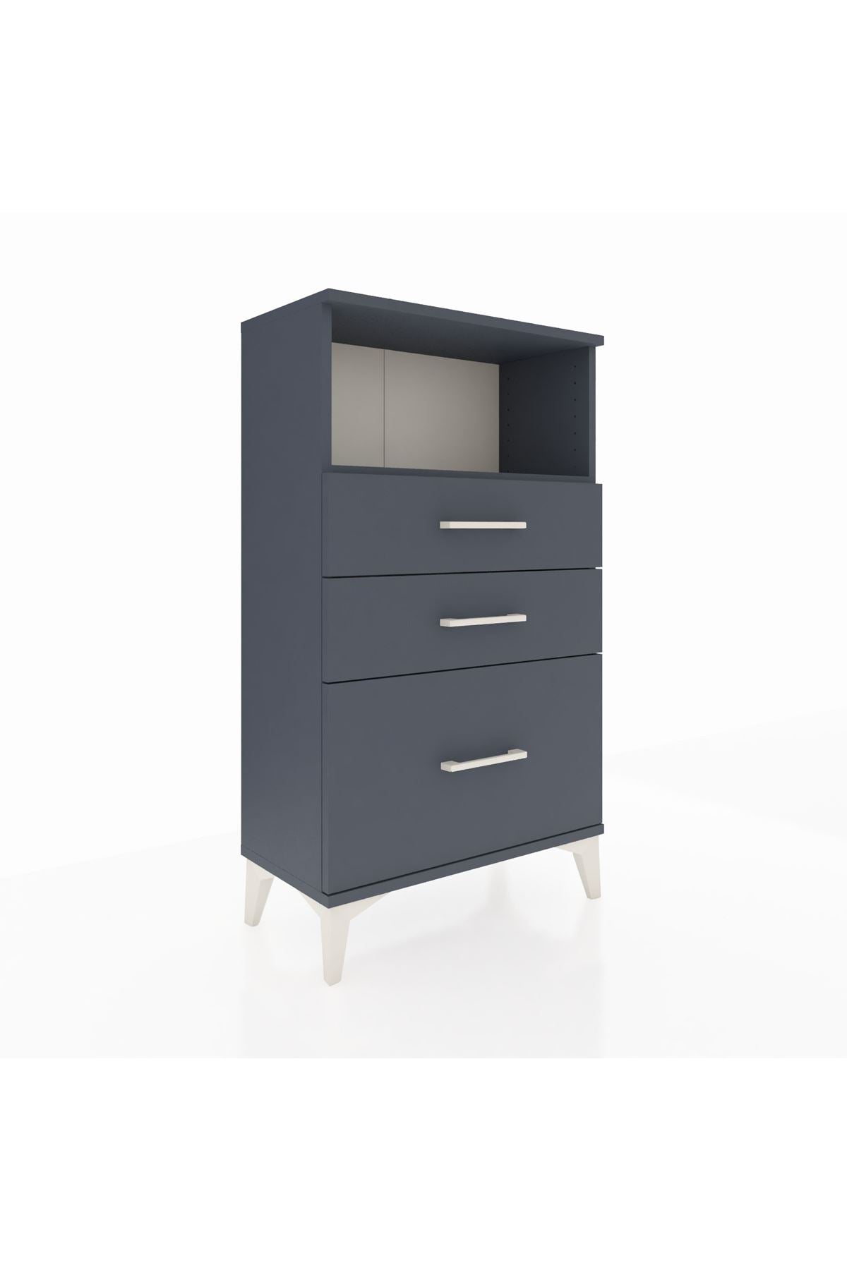 Arges Komodin Tek Raflı 3 Çekmeceli 60x30x106 Antrasit-Antrasit