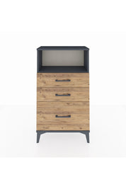 Arges Komodin Tek Raflı 3 Çekmeceli 60x30x106 Antrasit-Çam