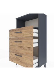 Arges Komodin Tek Raflı 3 Çekmeceli 60x30x106 Antrasit-Çam
