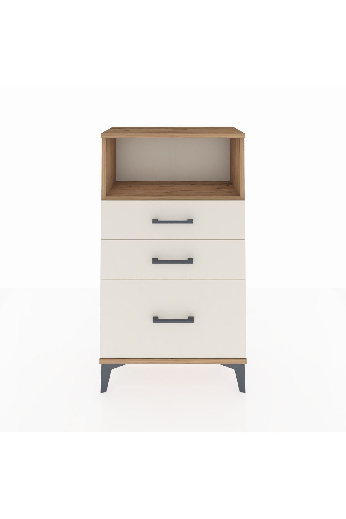 Arges Komodin Tek Raflı 3 Çekmeceli 60x30x106 Çam-Aytaşı