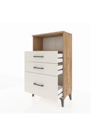 Arges Komodin Tek Raflı 3 Çekmeceli 60x30x106 Çam-Aytaşı
