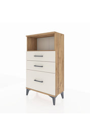 Arges Komodin Tek Raflı 3 Çekmeceli 60x30x106 Çam-Aytaşı
