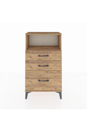Arges Komodin Tek Raflı 3 Çekmeceli 60x30x106 Çam-Çam