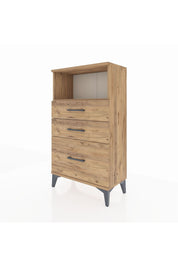 Arges Komodin Tek Raflı 3 Çekmeceli 60x30x106 Çam-Çam