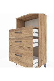 Arges Komodin Tek Raflı 3 Çekmeceli 60x30x106 Çam-Çam