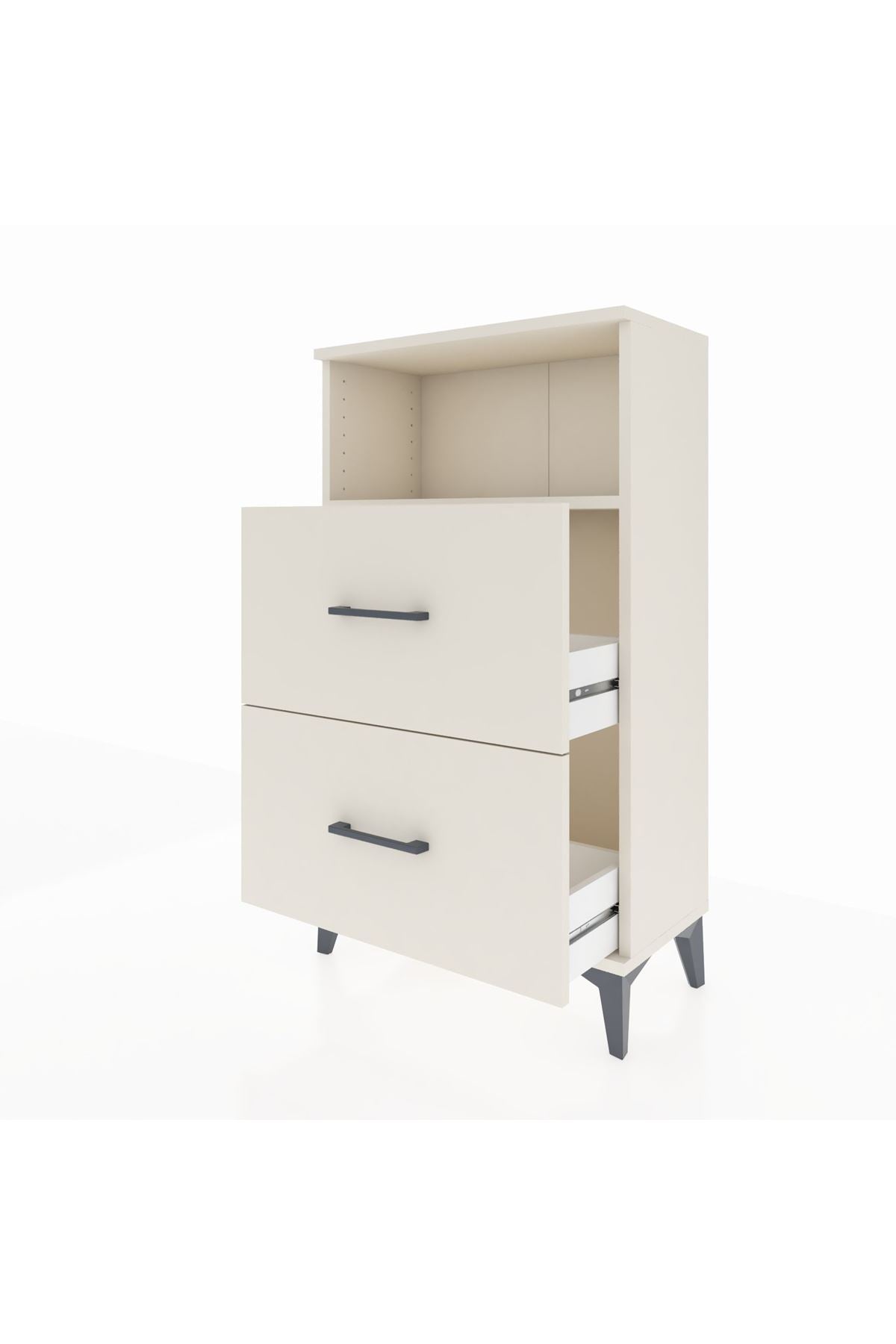 Arges Komodin Tek Raflı 2 Çekmeceli 60x30x106 Aytaşı-Aytaşı