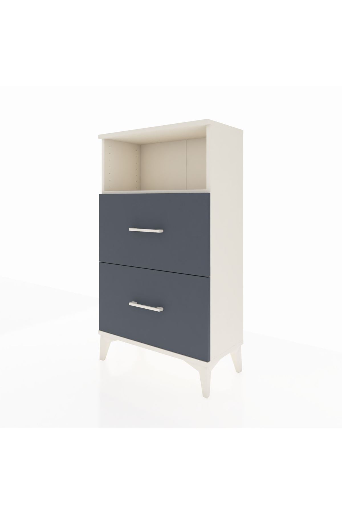 Arges Komodin Tek Raflı 2 Çekmeceli 60x30x106 Aytaşı-Antrasit