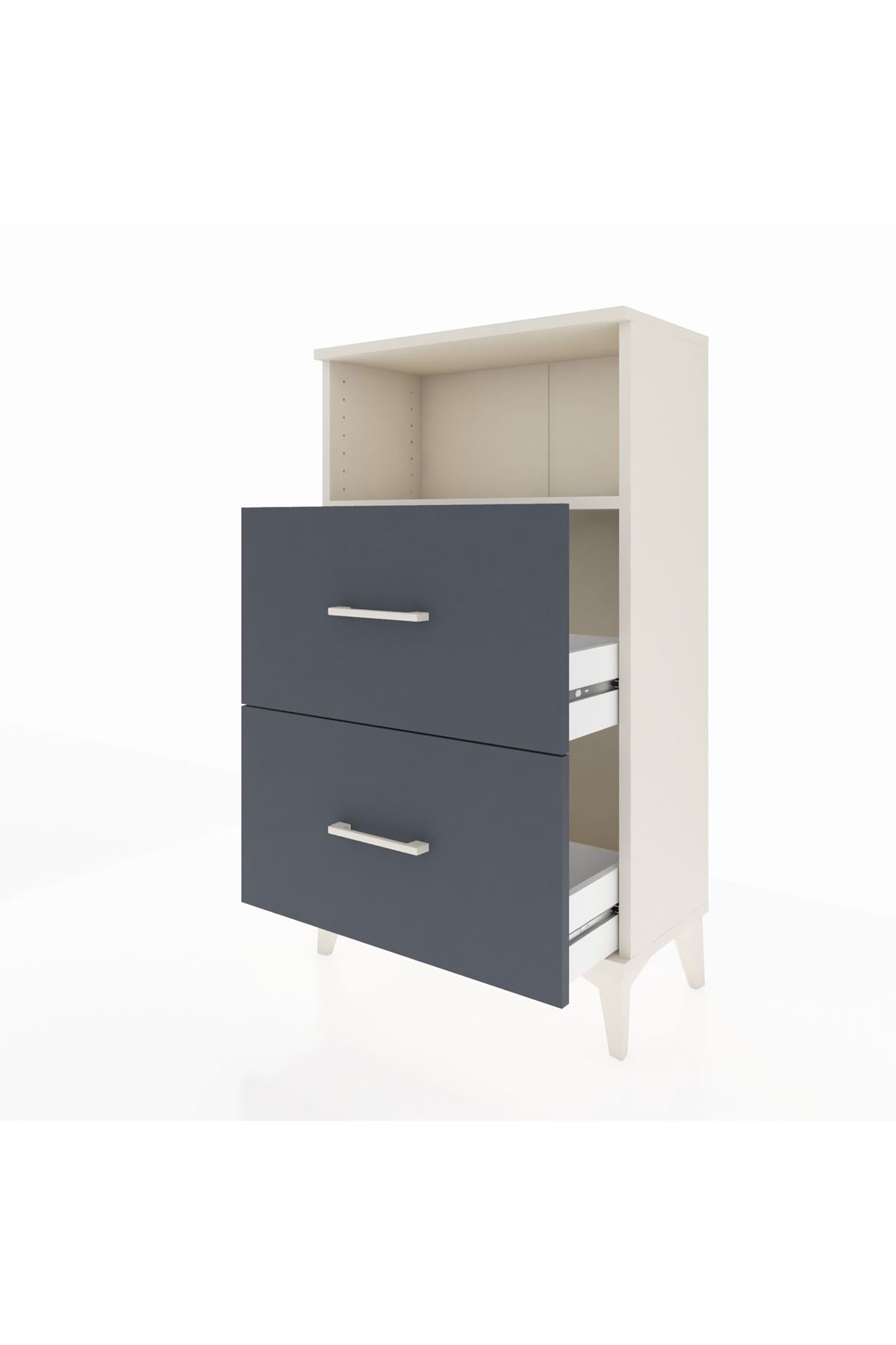 Arges Komodin Tek Raflı 2 Çekmeceli 60x30x106 Aytaşı-Antrasit