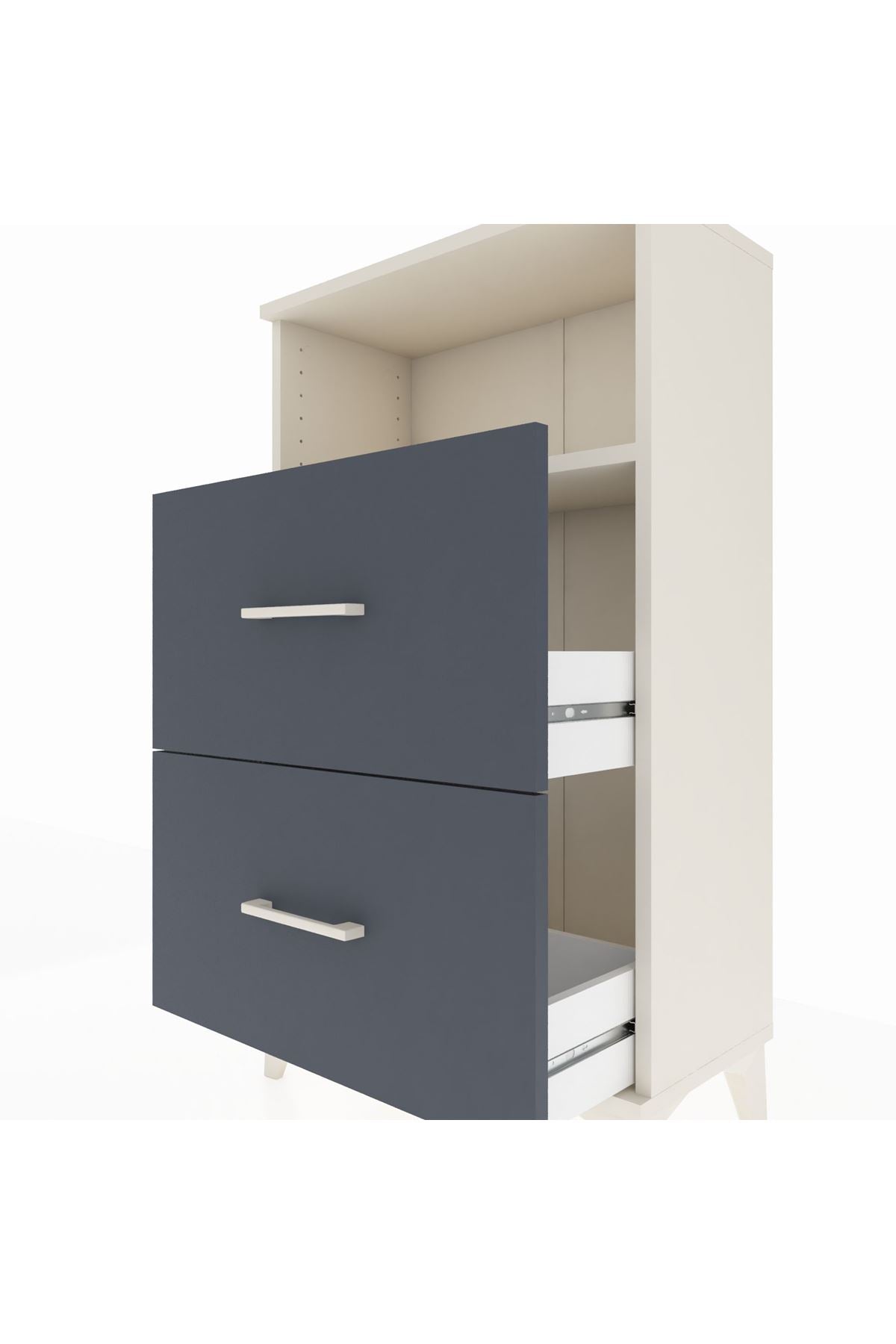 Arges Komodin Tek Raflı 2 Çekmeceli 60x30x106 Aytaşı-Antrasit