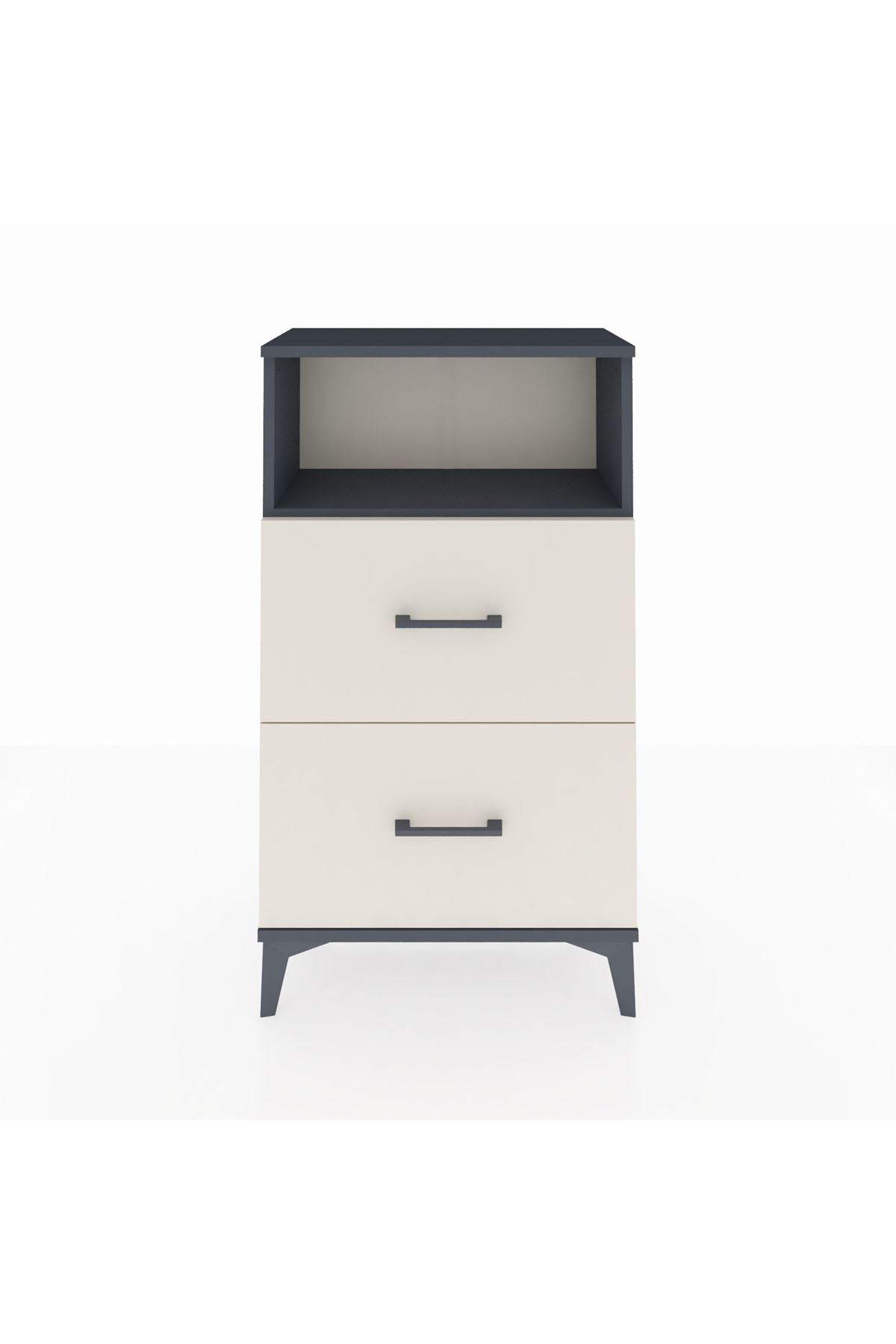 Arges Komodin Tek Raflı 2 Çekmeceli 60x30x106 Antrasit-Aytaşı