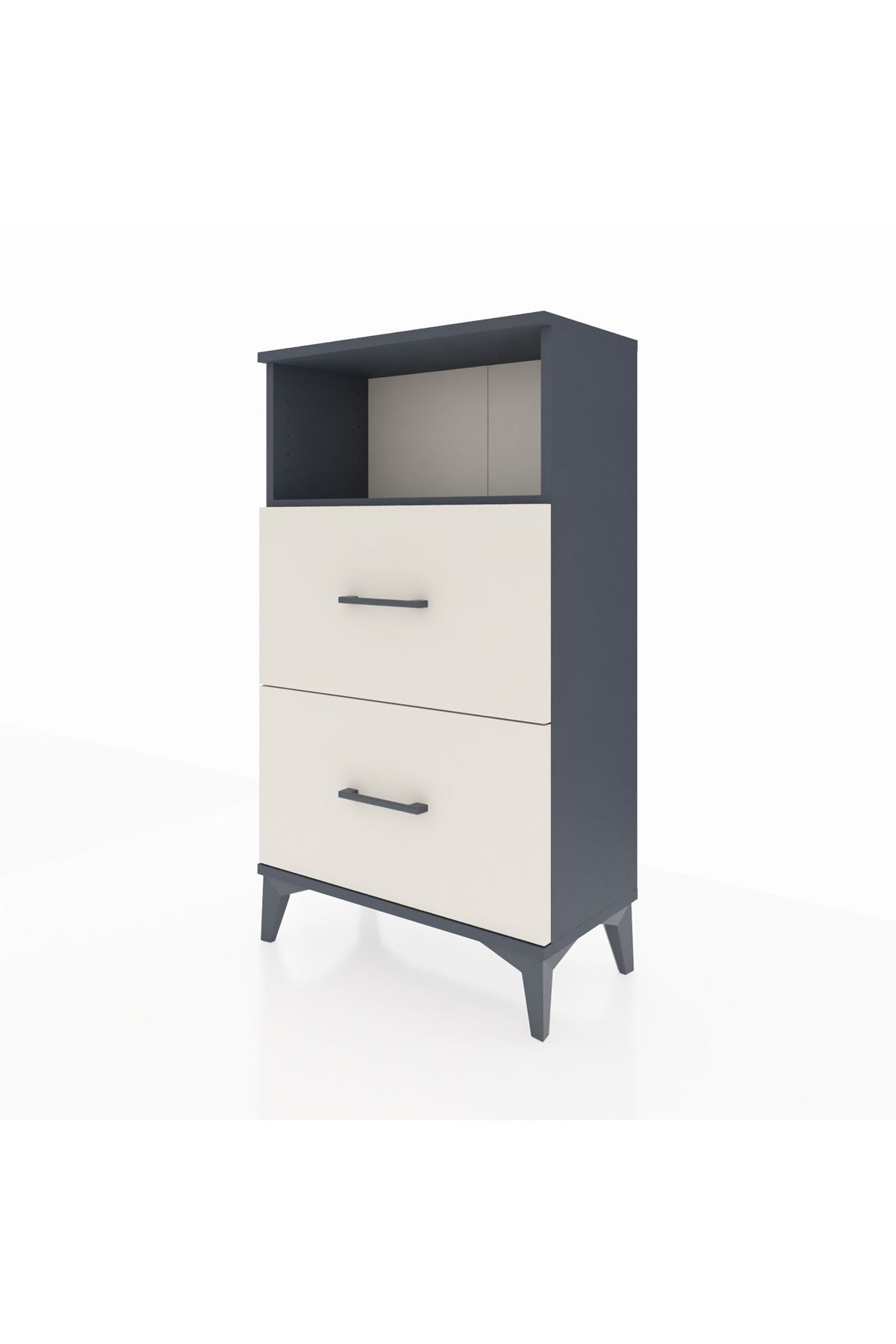 Arges Komodin Tek Raflı 2 Çekmeceli 60x30x106 Antrasit-Aytaşı