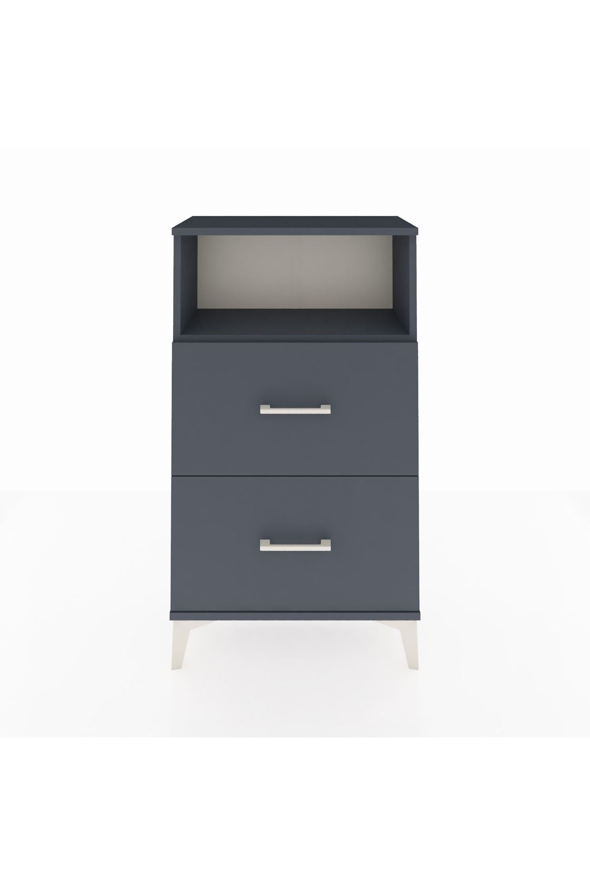 Arges Komodin Tek Raflı 2 Çekmeceli 60x30x106 Antrasit-Antrasit