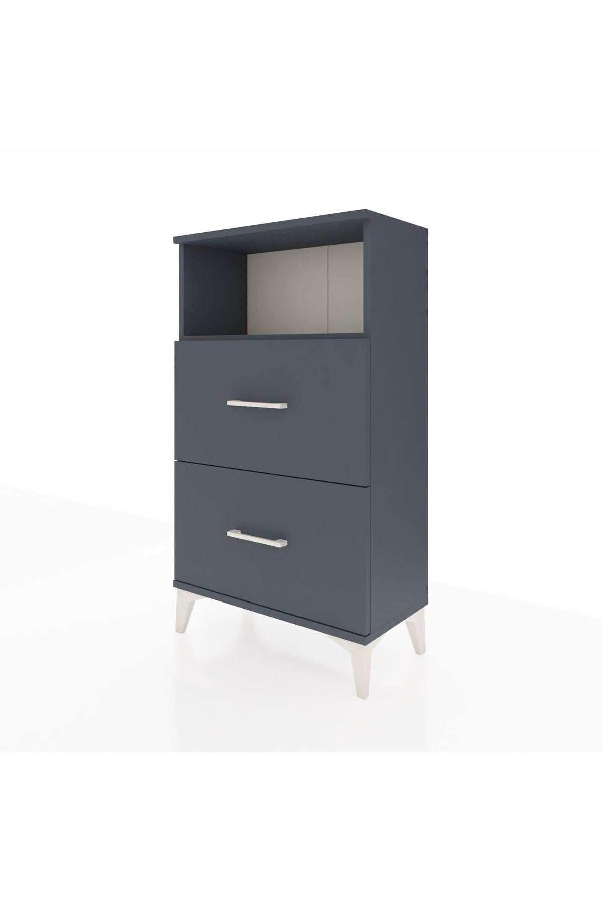 Arges Komodin Tek Raflı 2 Çekmeceli 60x30x106 Antrasit-Antrasit