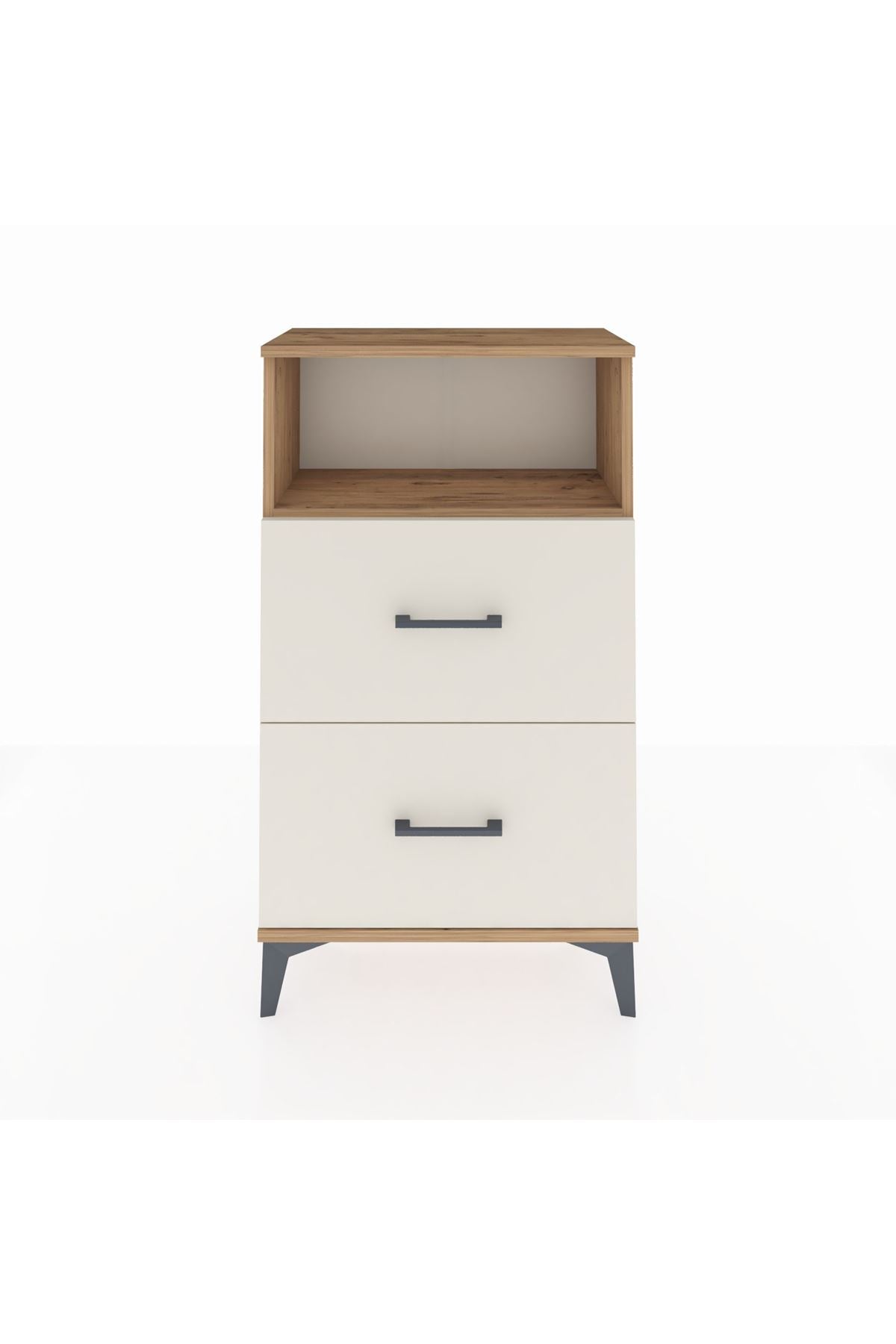 Arges Komodin Tek Raflı 2 Çekmeceli 60x30x106 Çam-Aytaşı