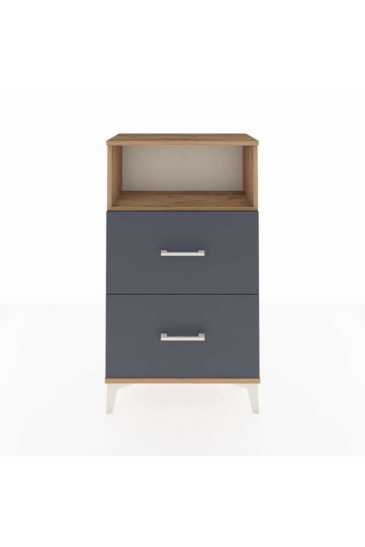 Arges Komodin Tek Raflı 2 Çekmeceli 60x30x106 Çam-Antrasit