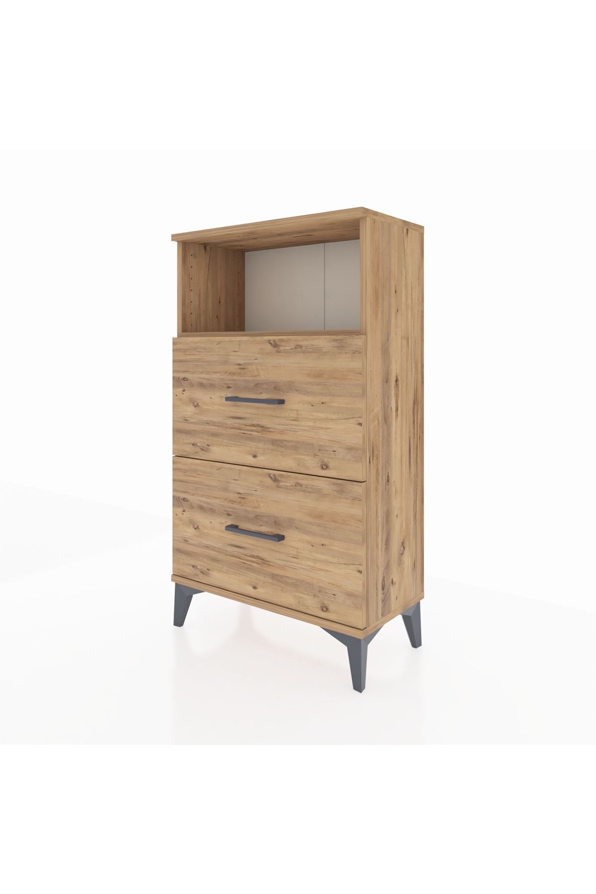 Arges Komodin Tek Raflı 2 Çekmeceli 60x30x106 Çam-Çam