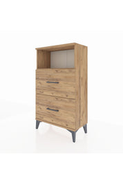 Arges Komodin Tek Raflı 2 Çekmeceli 60x30x106 Çam-Çam