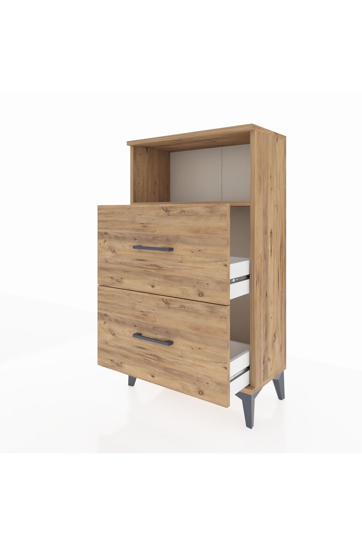 Arges Komodin Tek Raflı 2 Çekmeceli 60x30x106 Çam-Çam