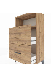 Arges Komodin Tek Raflı 2 Çekmeceli 60x30x106 Çam-Çam