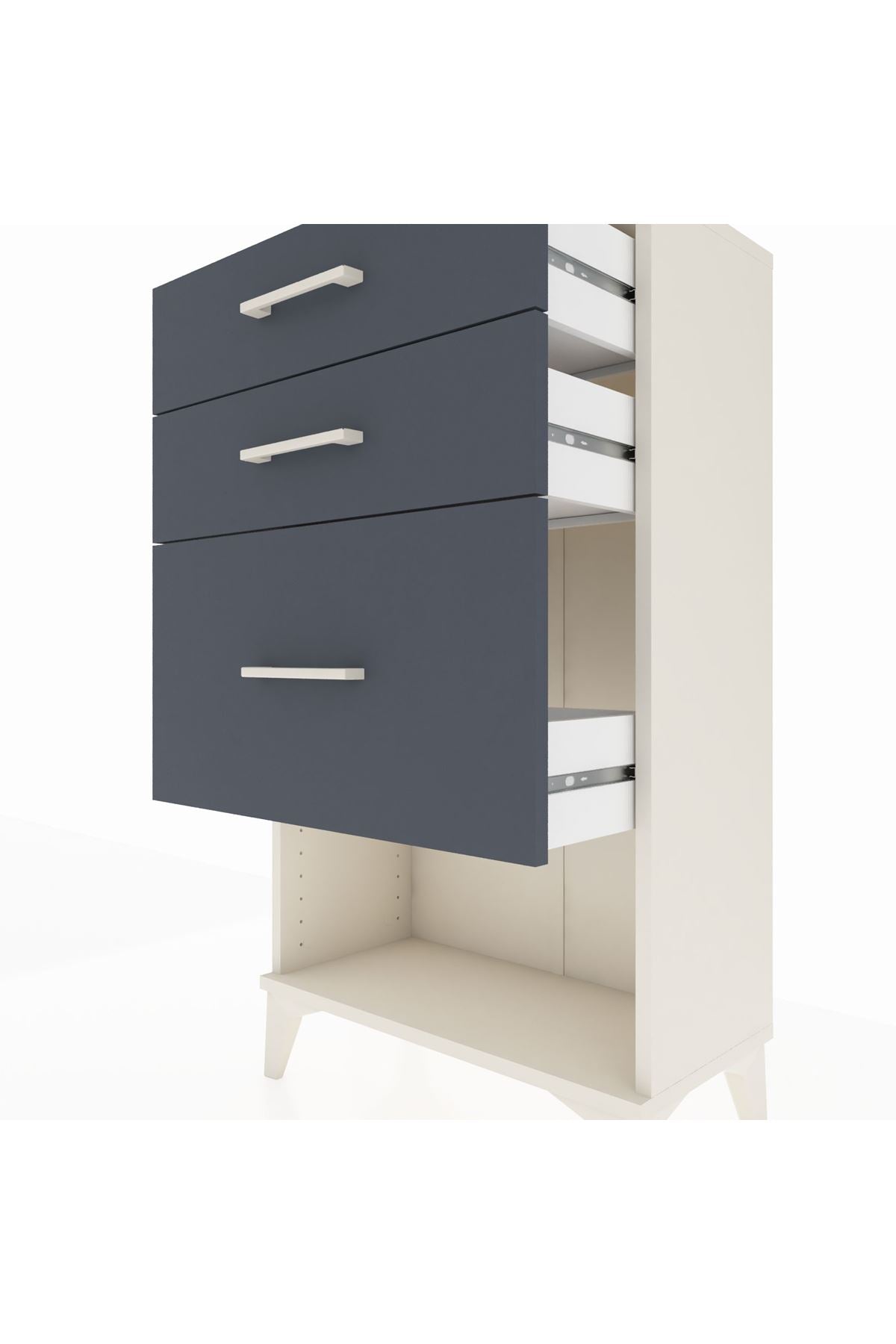 Arges Komodin 3 Çekmeceli 60x30x106 Aytaşı-Antrasit