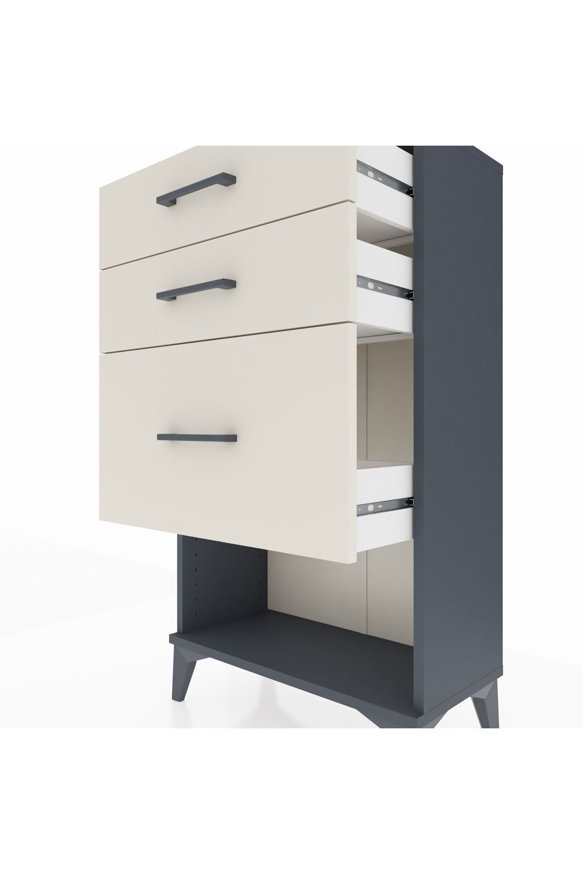 Arges Komodin 3 Çekmeceli 60x30x106 Antrasit-Aytaşı