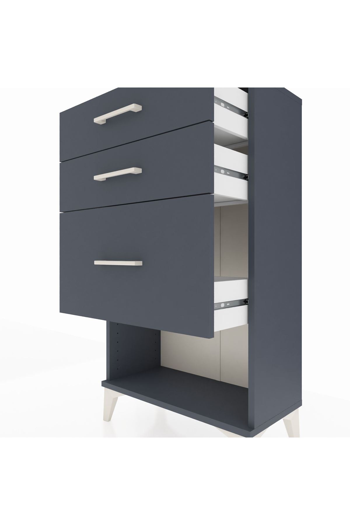 Arges Komodin 3 Çekmeceli 60x30x106 Antrasit-Antrasit